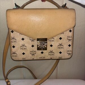 MCM Beige and Tan Crossbody Bag